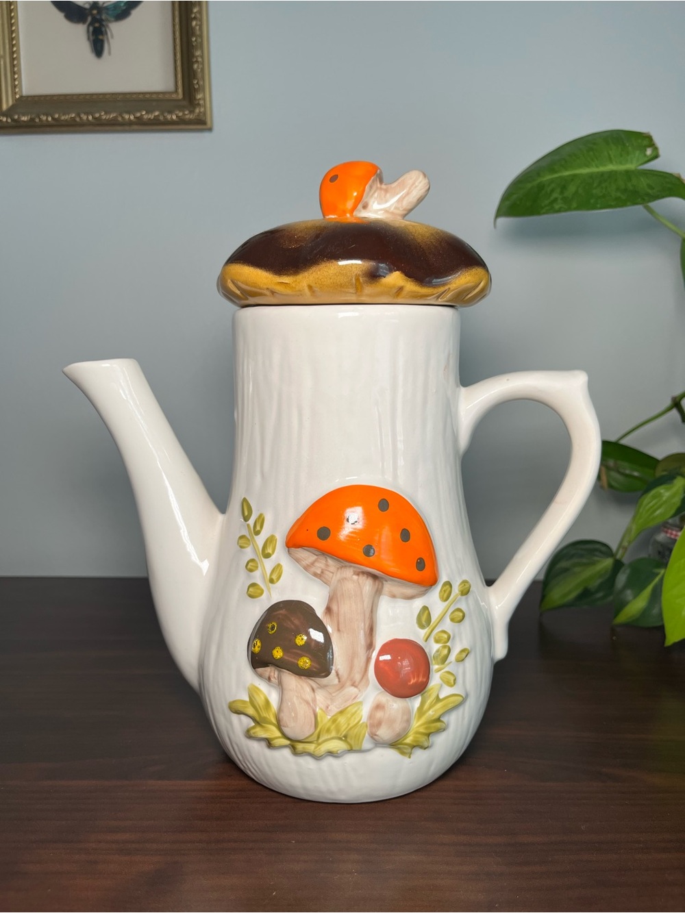Vintage Merry Mushroom Teapot 🍄 Retro Woodland Kitchen Canister made in Canada